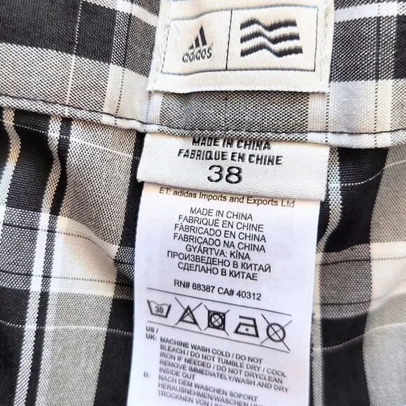 Adidas Golf Shorts Mens Size 38 Black White Plaid - Picture 7 of 7